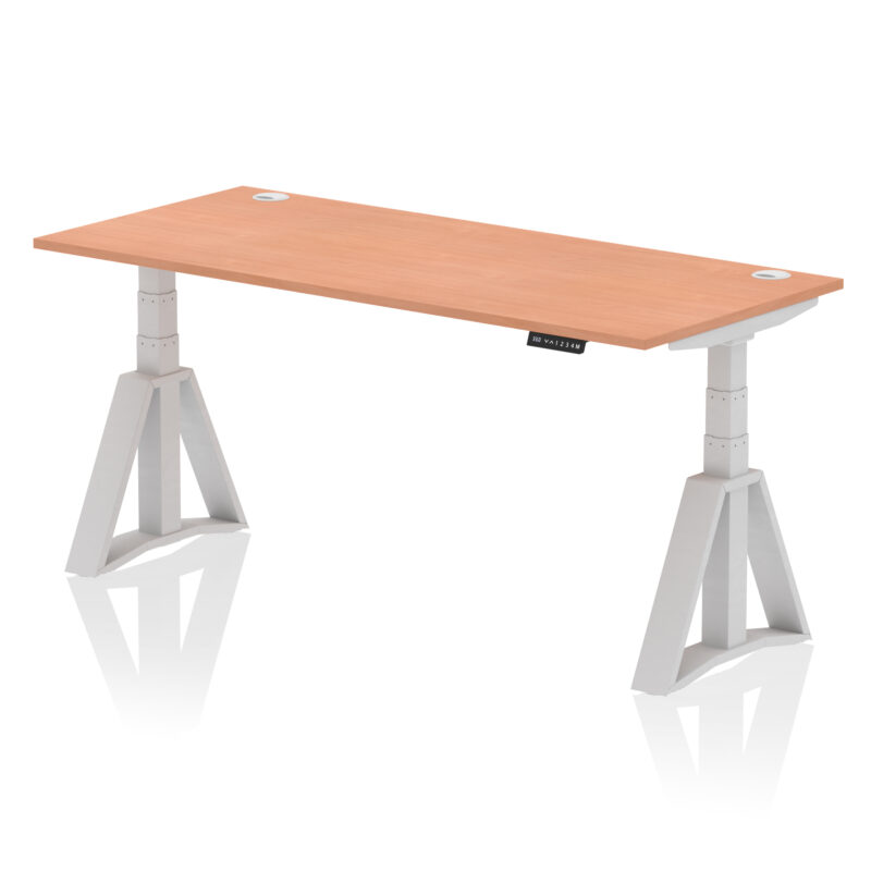 air height adjustable desk with cable ports with piste foot