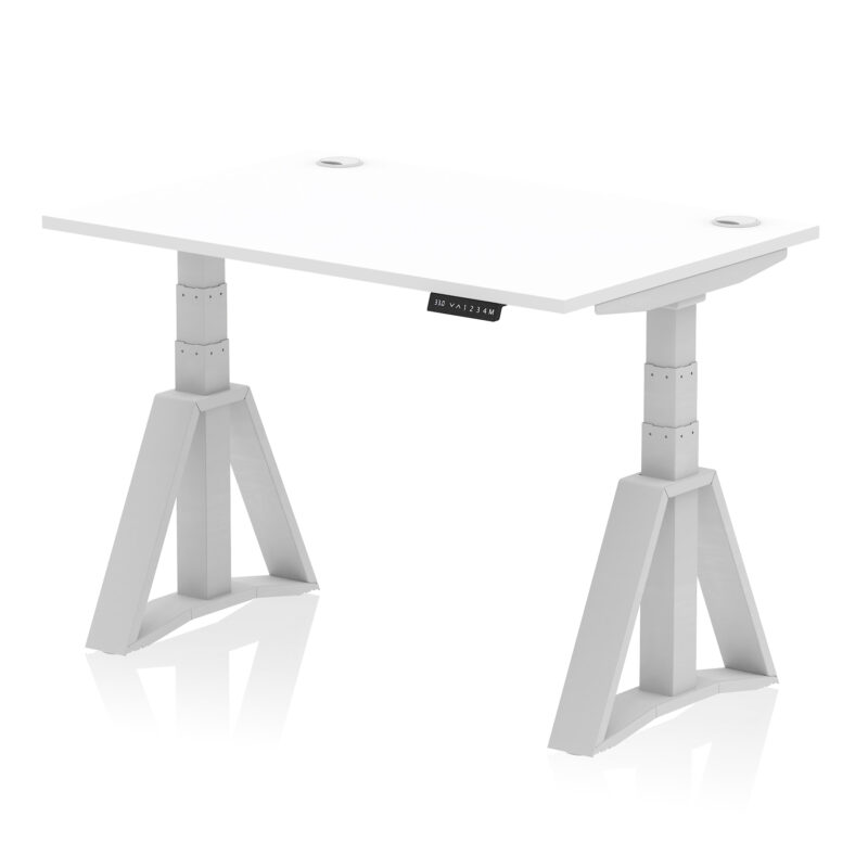 air height adjustable desk with cable ports with piste foot