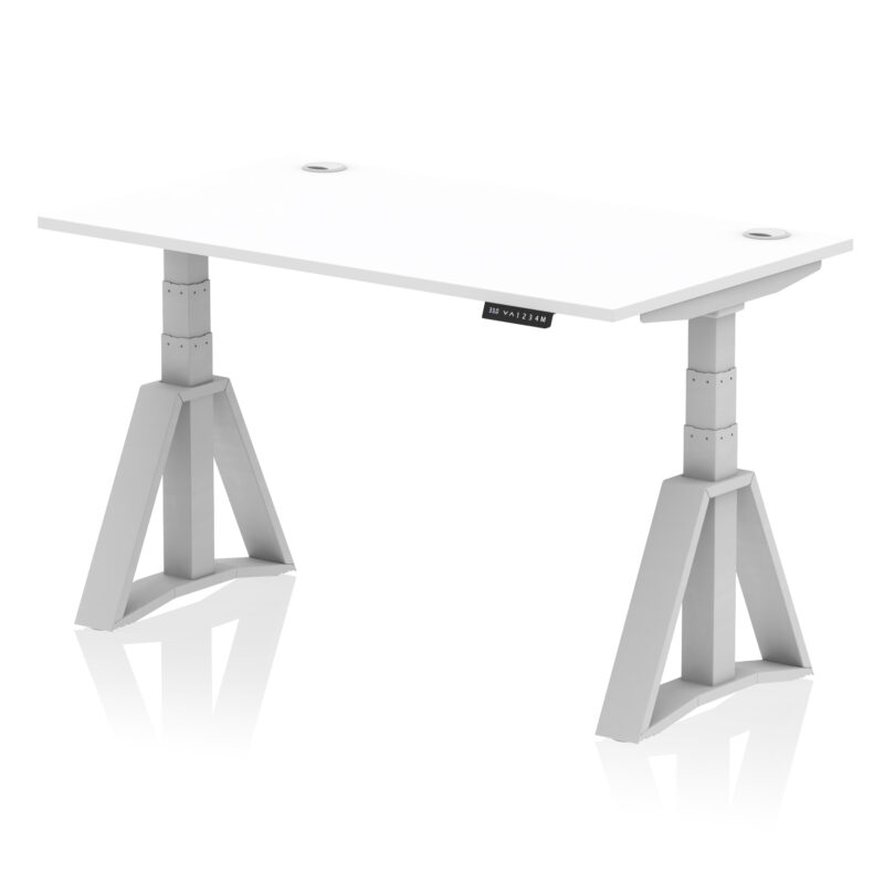 air height adjustable desk with cable ports with piste foot