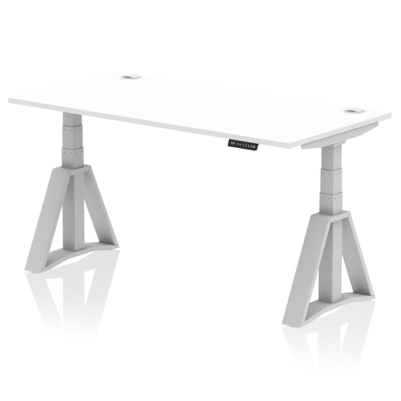 air height adjustable desk with cable ports with piste foot