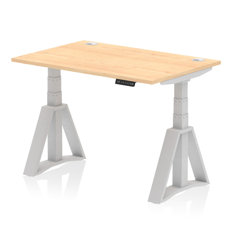air height adjustable desk with cable ports with piste foot
