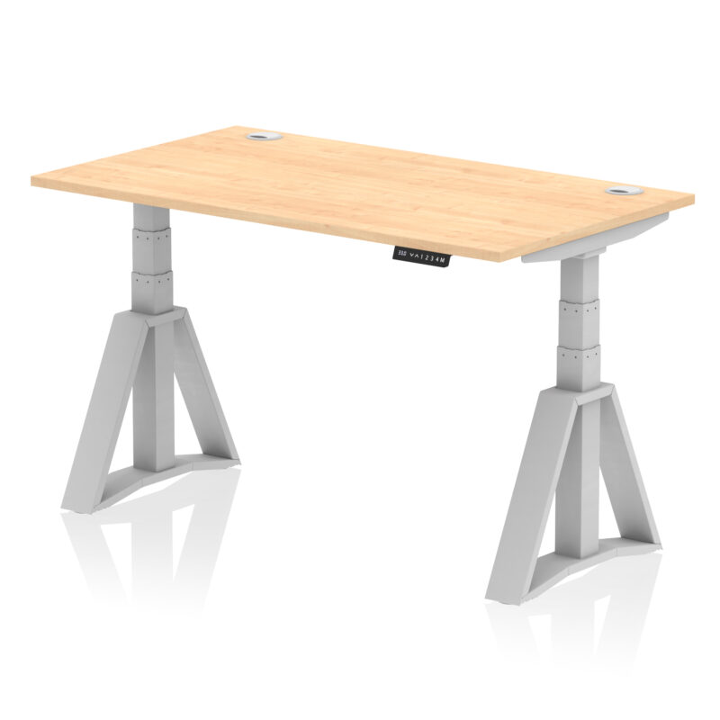air height adjustable desk with cable ports with piste foot