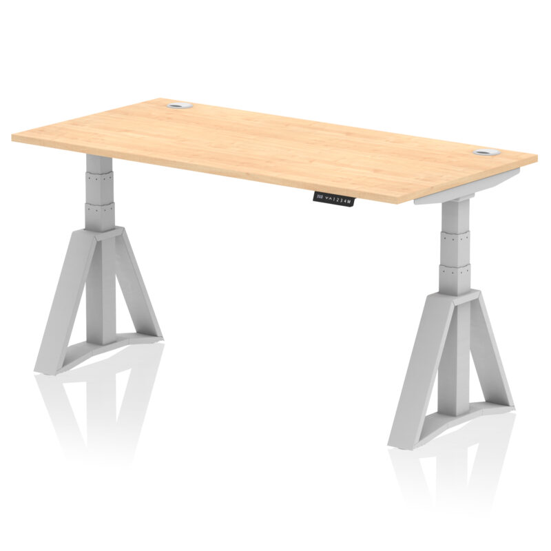 air height adjustable desk with cable ports with piste foot