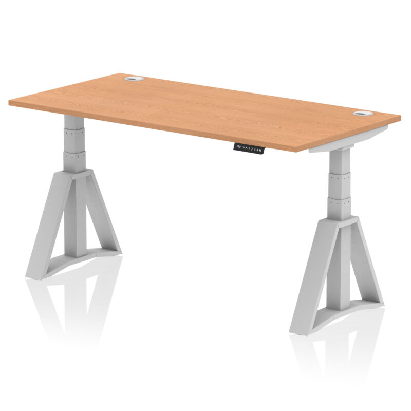 air height adjustable desk with cable ports with piste foot