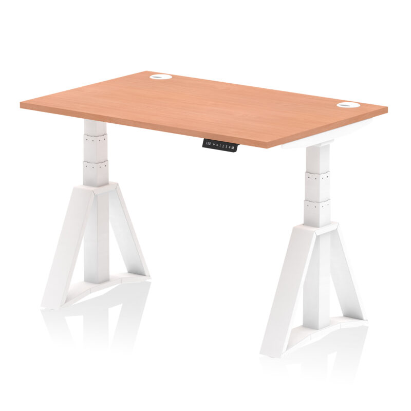 air height adjustable desk with cable ports with piste foot