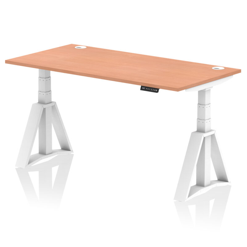 air height adjustable desk with cable ports with piste foot