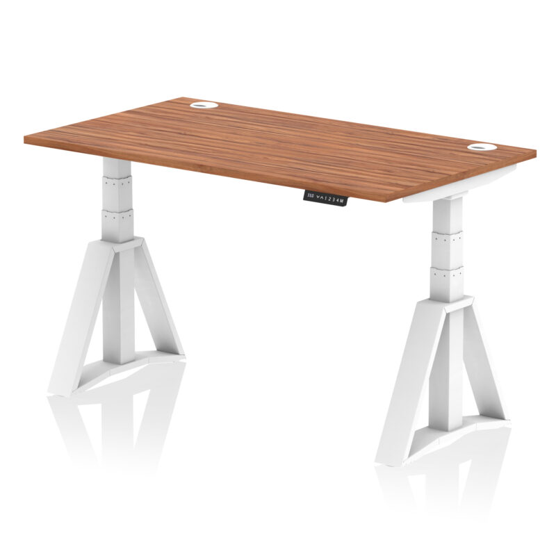 air height adjustable desk with cable ports with piste foot