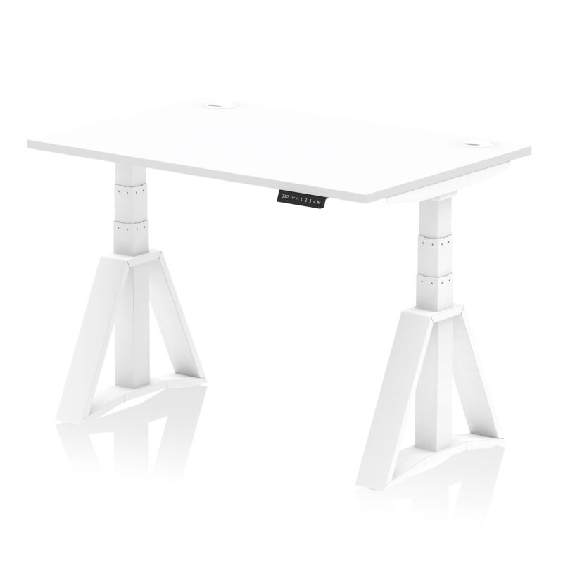 air height adjustable desk with cable ports with piste foot