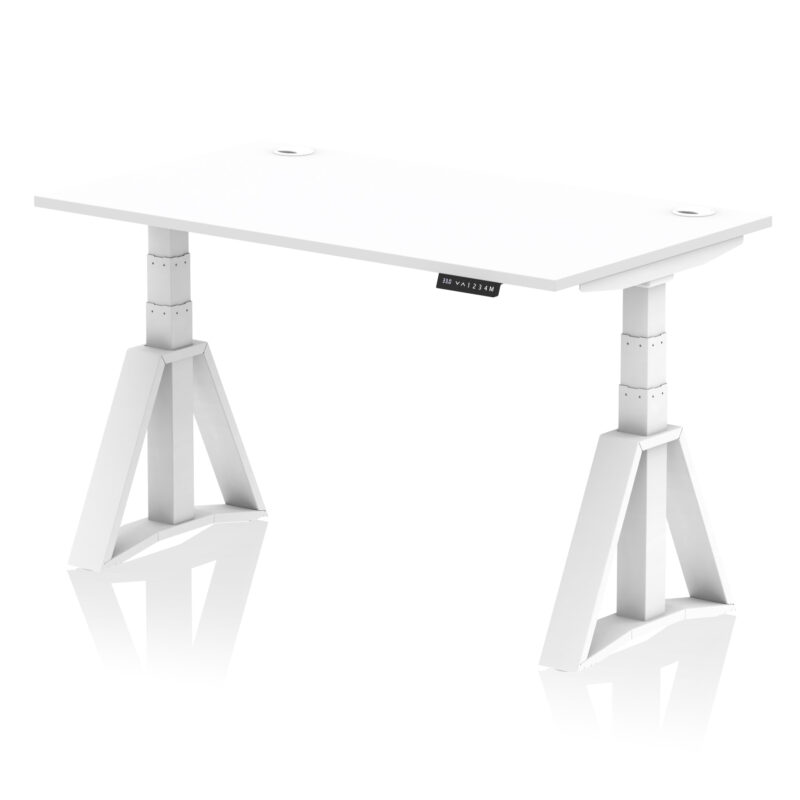 air height adjustable desk with cable ports with piste foot