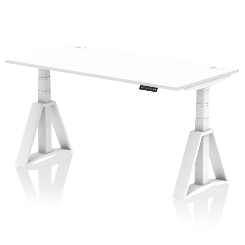 air height adjustable desk with cable ports with piste foot