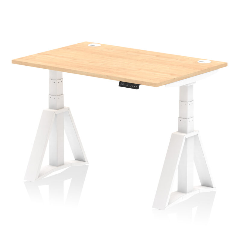 air height adjustable desk with cable ports with piste foot