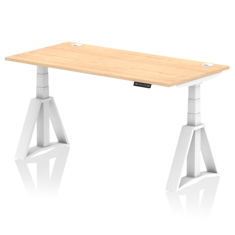 air height adjustable desk with cable ports with piste foot