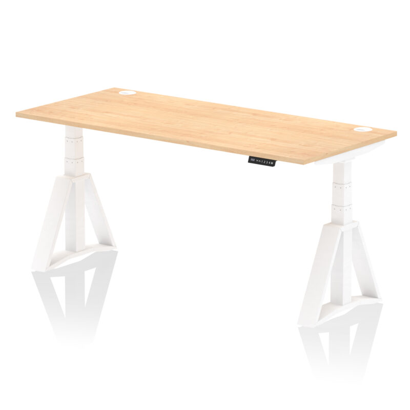 air height adjustable desk with cable ports with piste foot