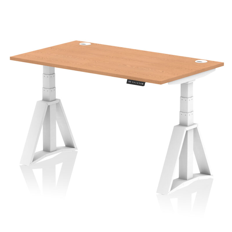 air height adjustable desk with cable ports with piste foot