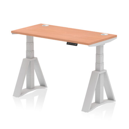 air height adjustable slimline desk with cable ports with piste foot
