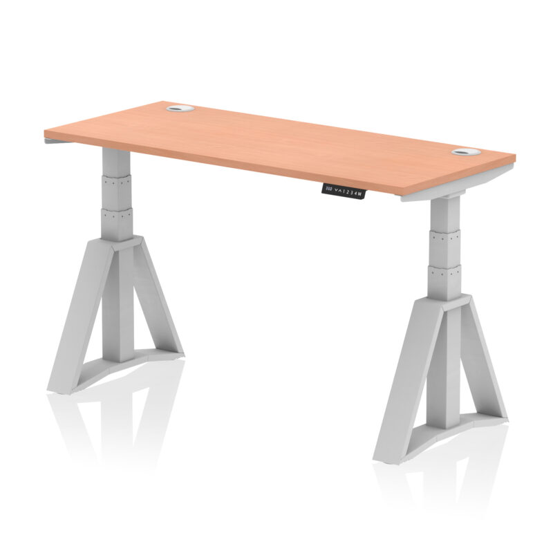 air height adjustable slimline desk with cable ports with piste foot
