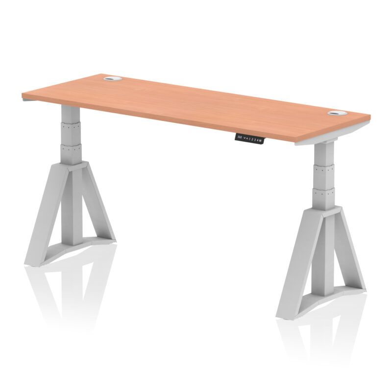 air height adjustable slimline desk with cable ports with piste foot