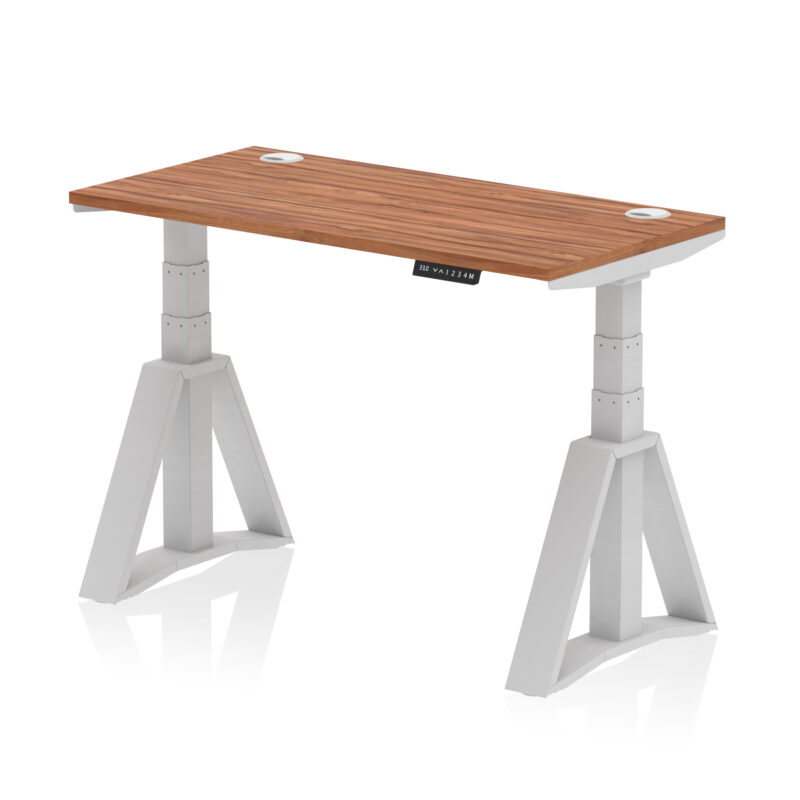 air height adjustable slimline desk with cable ports with piste foot