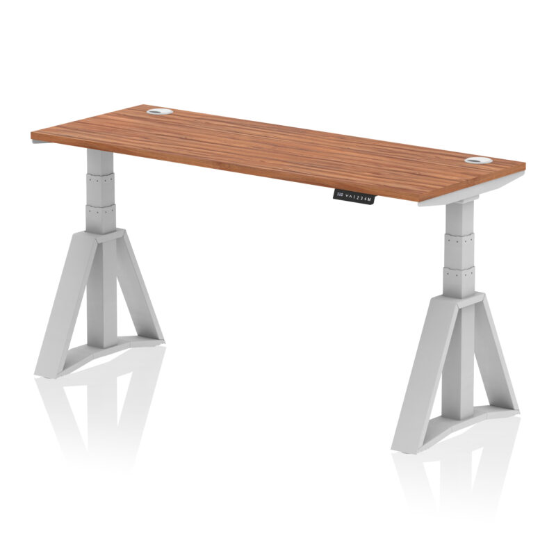 air height adjustable slimline desk with cable ports with piste foot
