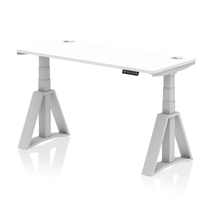 air height adjustable slimline desk with cable ports with piste foot