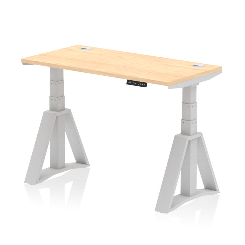 air height adjustable slimline desk with cable ports with piste foot