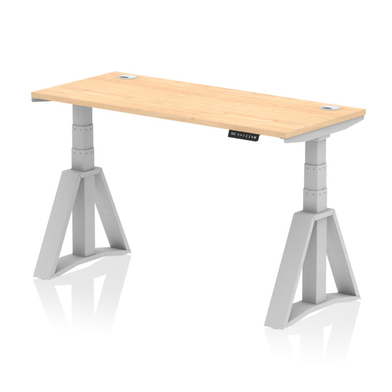 air height adjustable slimline desk with cable ports with piste foot