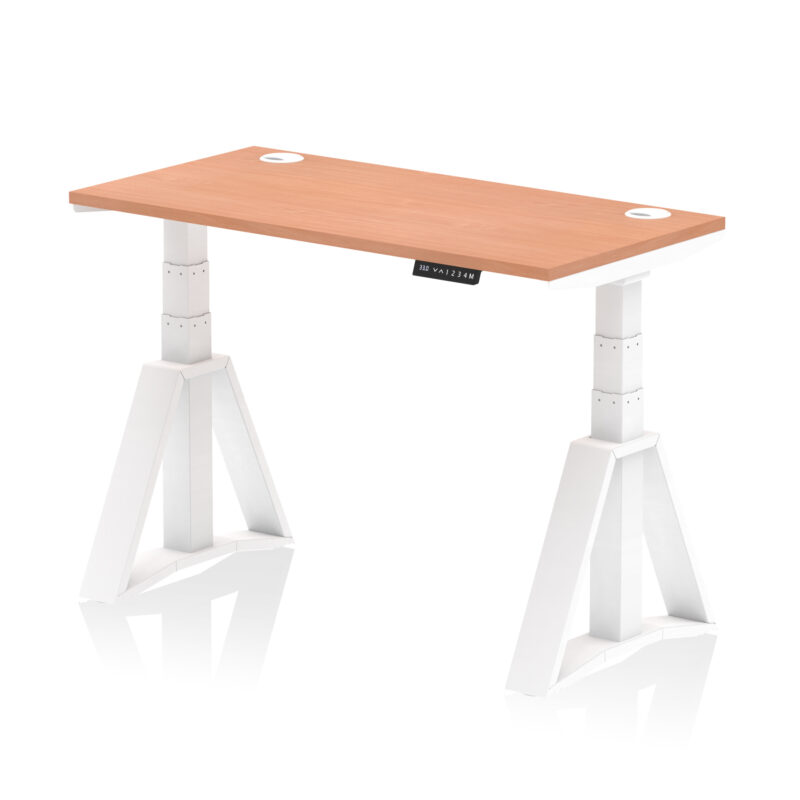 air height adjustable slimline desk with cable ports with piste foot