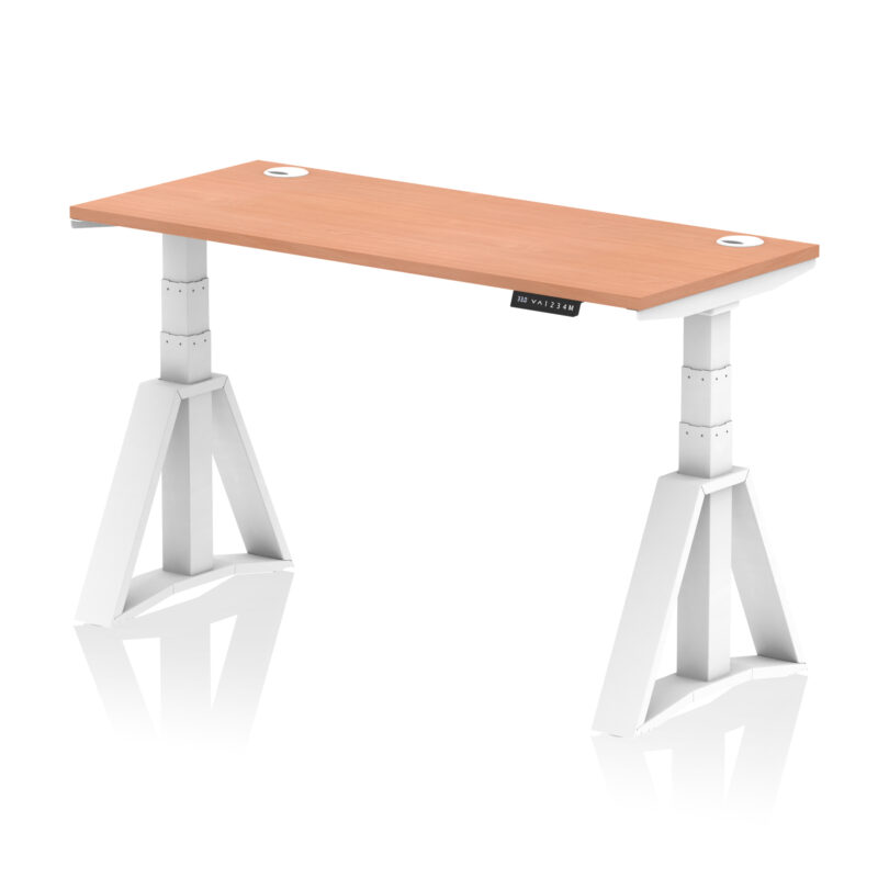 air height adjustable slimline desk with cable ports with piste foot