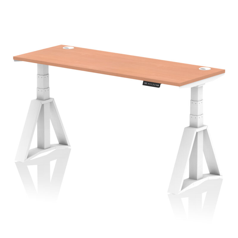 air height adjustable slimline desk with cable ports with piste foot