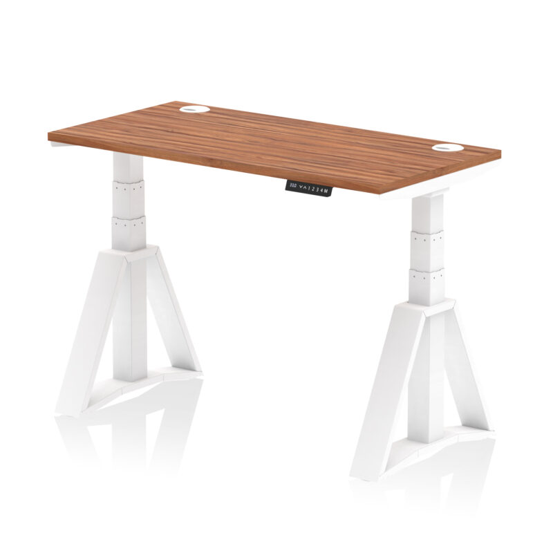 air height adjustable slimline desk with cable ports with piste foot
