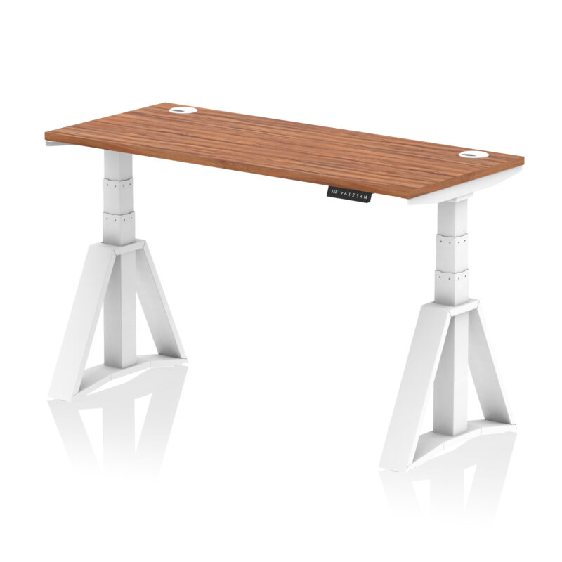 air height adjustable slimline desk with cable ports with piste foot