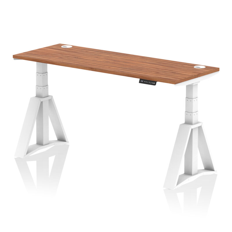 air height adjustable slimline desk with cable ports with piste foot