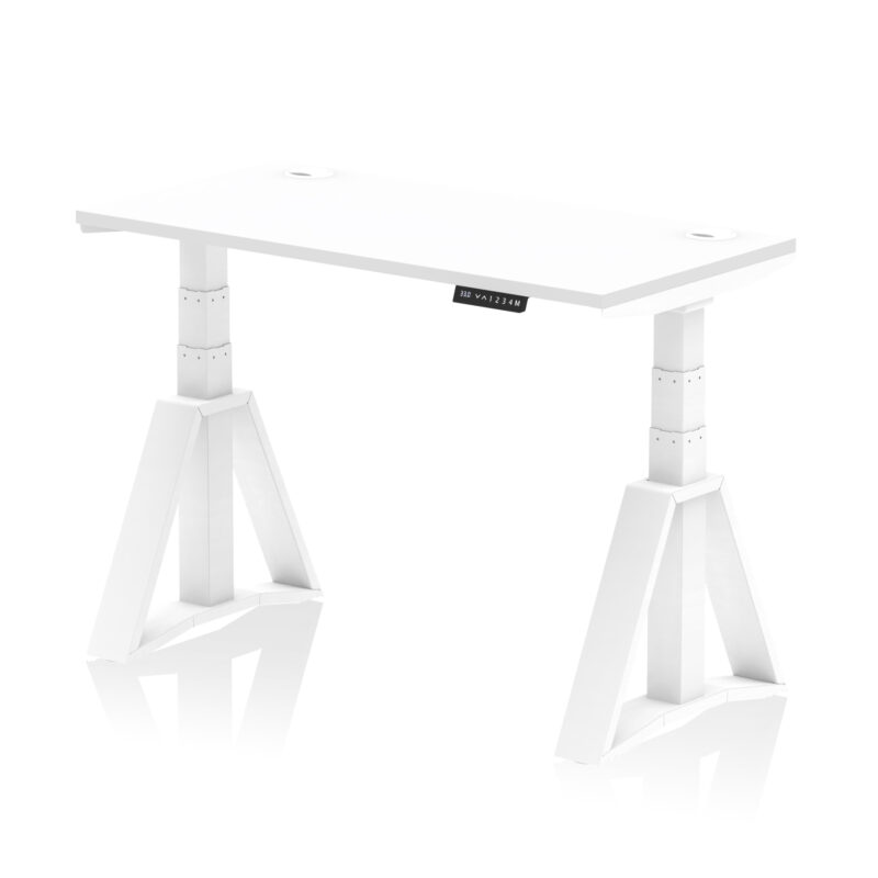 air height adjustable slimline desk with cable ports with piste foot