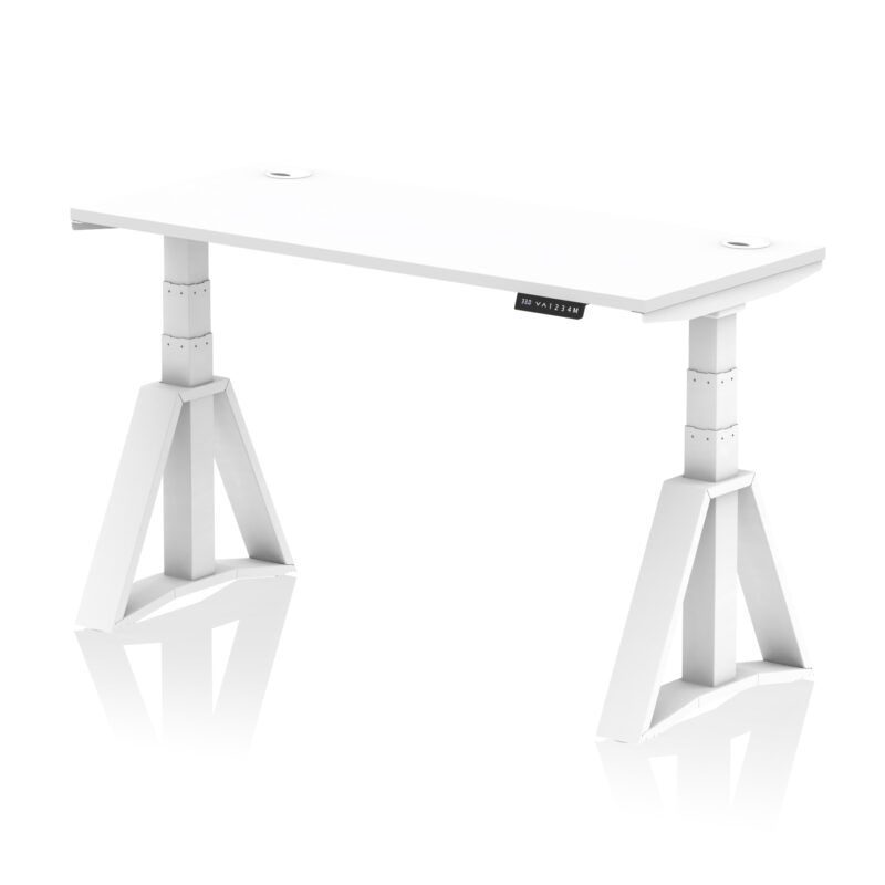 air height adjustable slimline desk with cable ports with piste foot