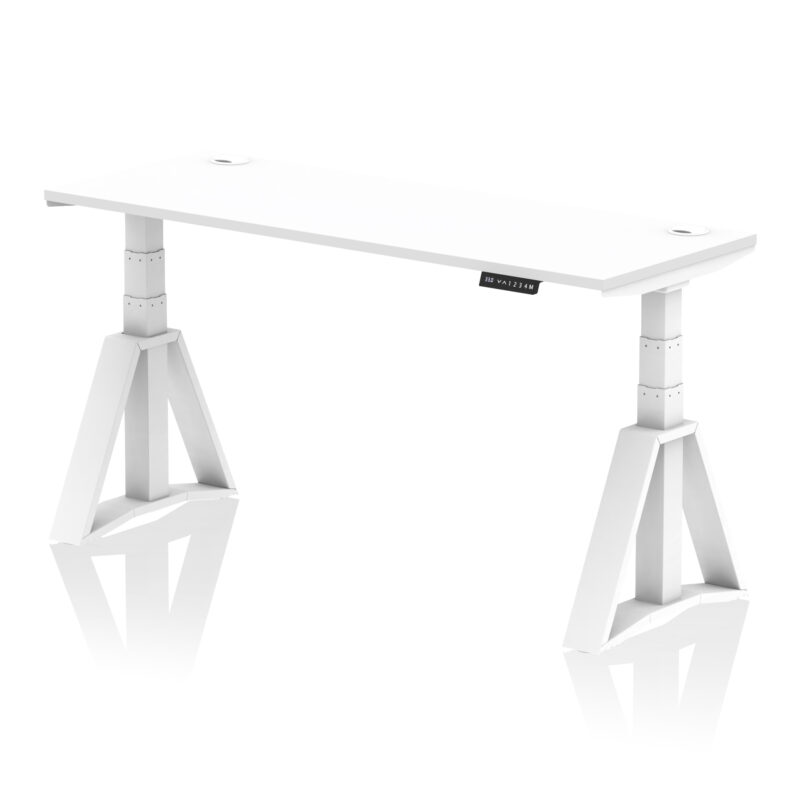 air height adjustable slimline desk with cable ports with piste foot