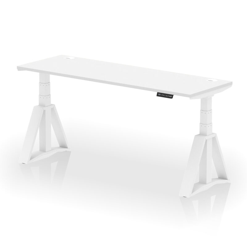 air height adjustable slimline desk with cable ports with piste foot