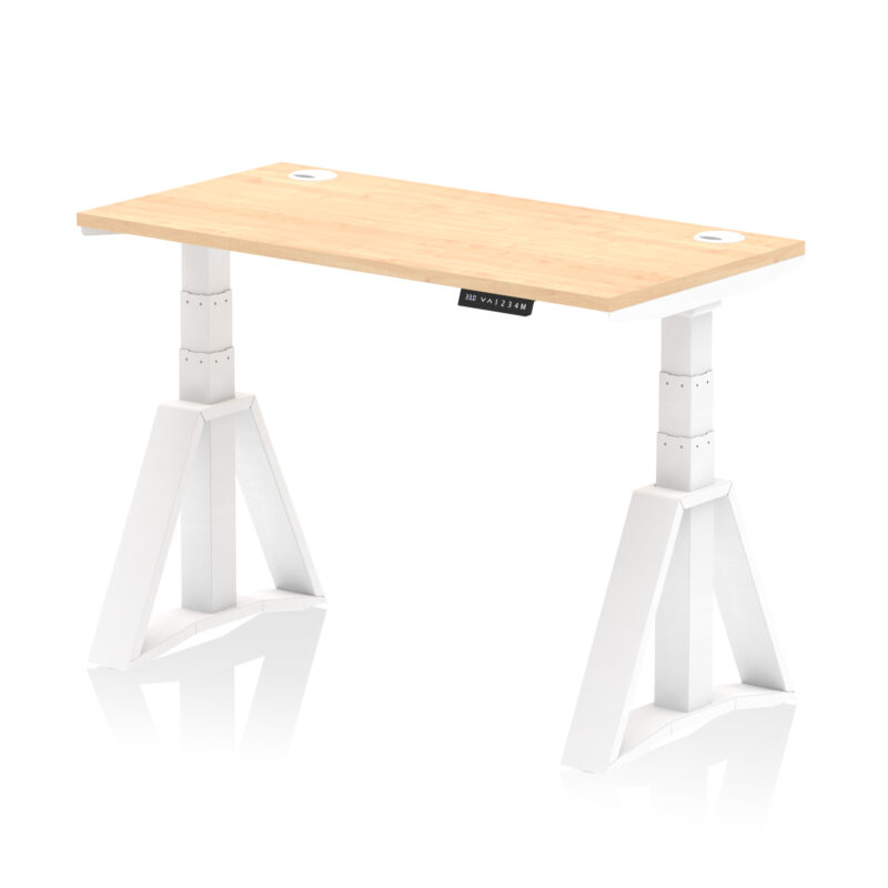air height adjustable slimline desk with cable ports with piste foot