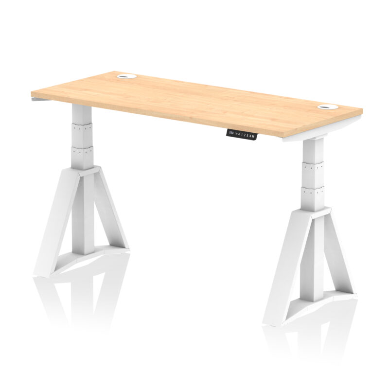 air height adjustable slimline desk with cable ports with piste foot