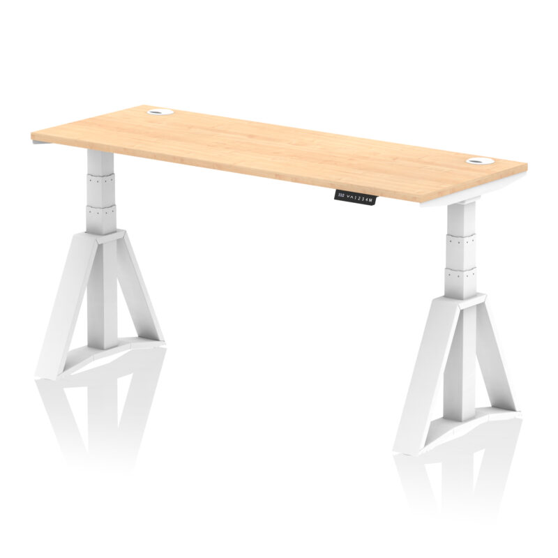 air height adjustable slimline desk with cable ports with piste foot