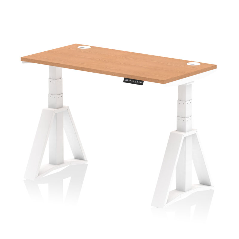 air height adjustable slimline desk with cable ports with piste foot