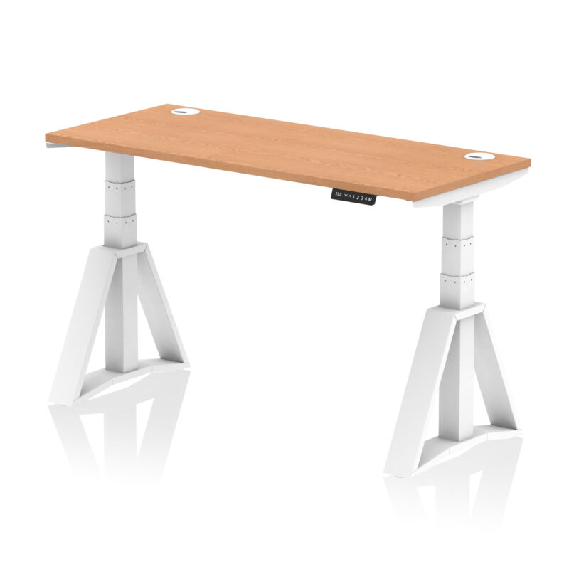 air height adjustable slimline desk with cable ports with piste foot