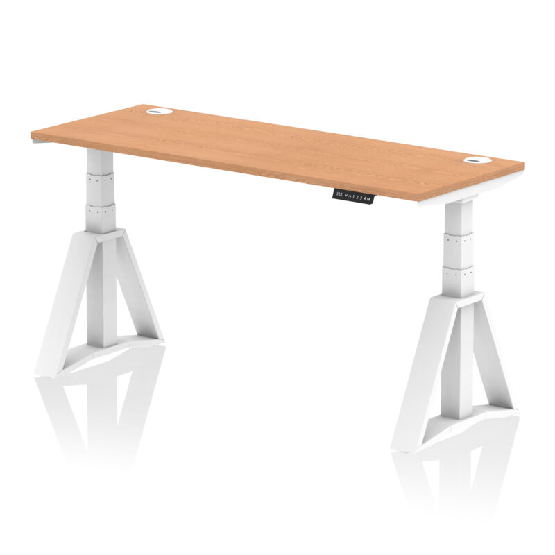 air height adjustable slimline desk with cable ports with piste foot