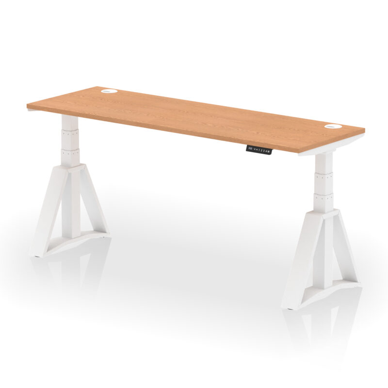 air height adjustable slimline desk with cable ports with piste foot