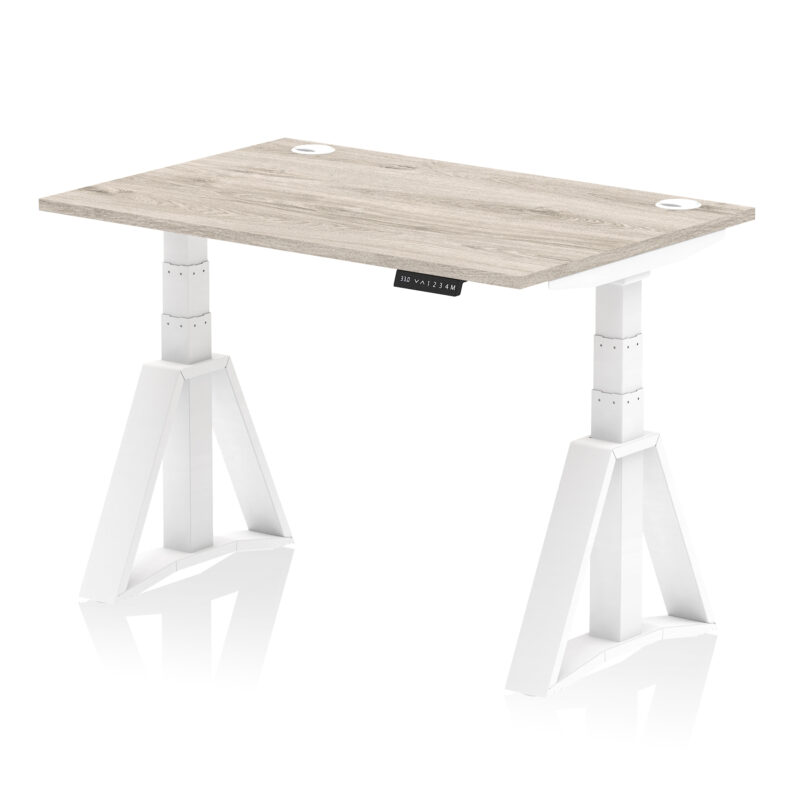 air height adjustable desk with cable ports with piste foot