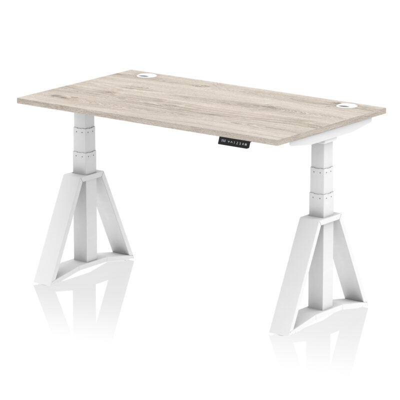 air height adjustable desk with cable ports with piste foot
