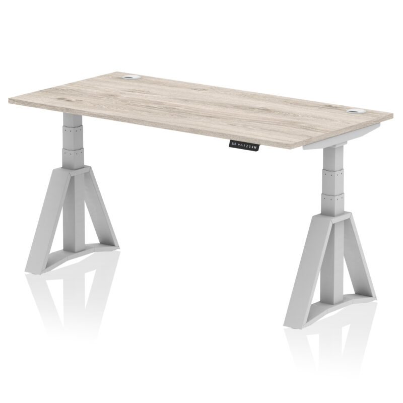 air height adjustable desk with cable ports with piste foot