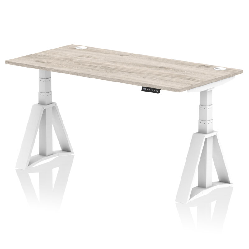 air height adjustable desk with cable ports with piste foot