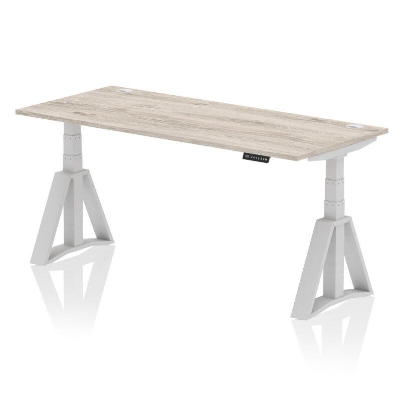 air height adjustable desk with cable ports with piste foot