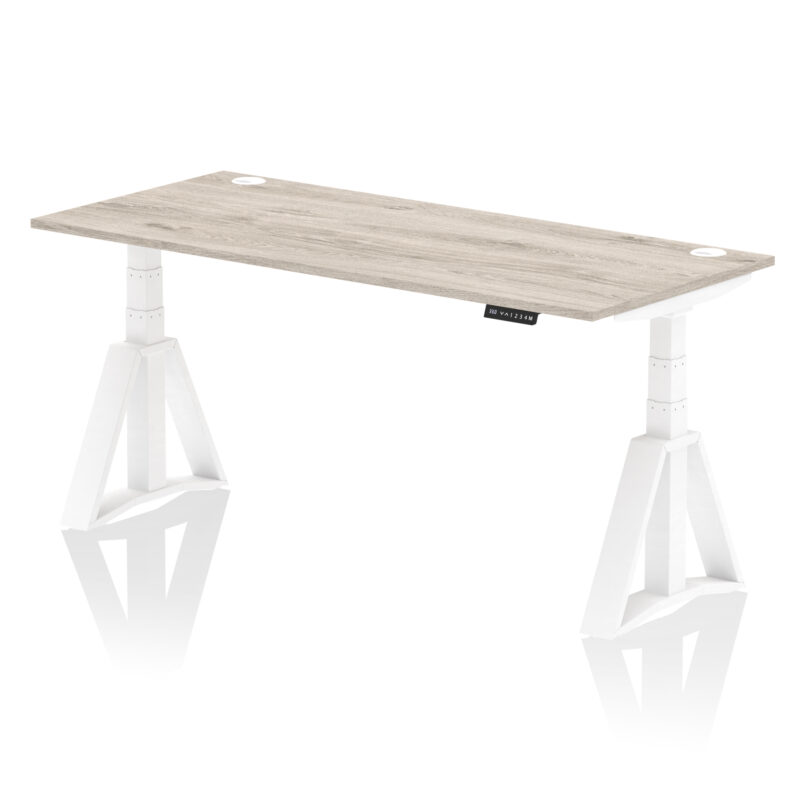 air height adjustable desk with cable ports with piste foot