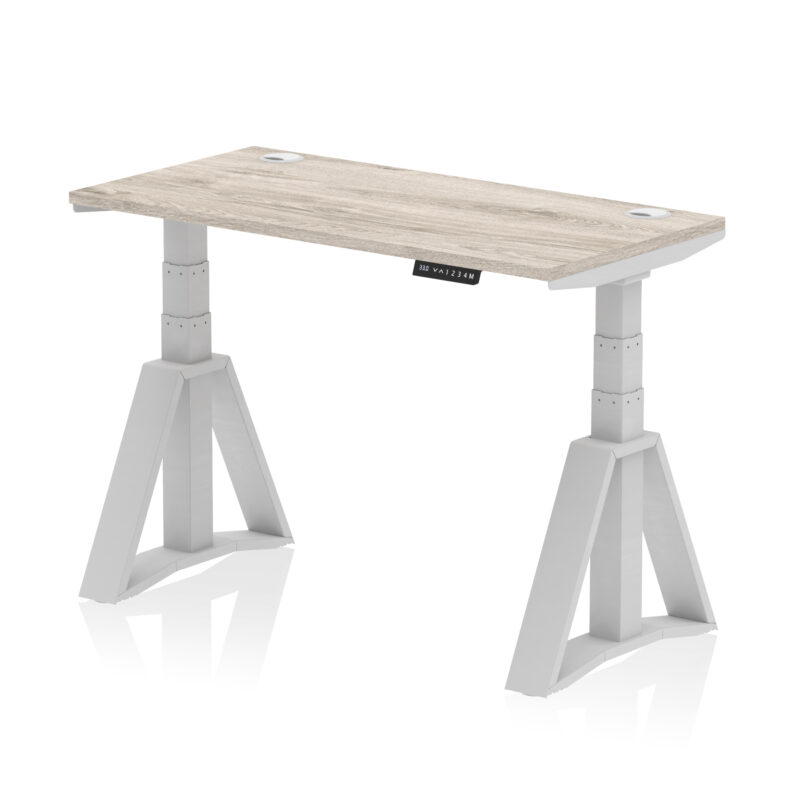 air height adjustable slimline desk with cable ports with piste foot